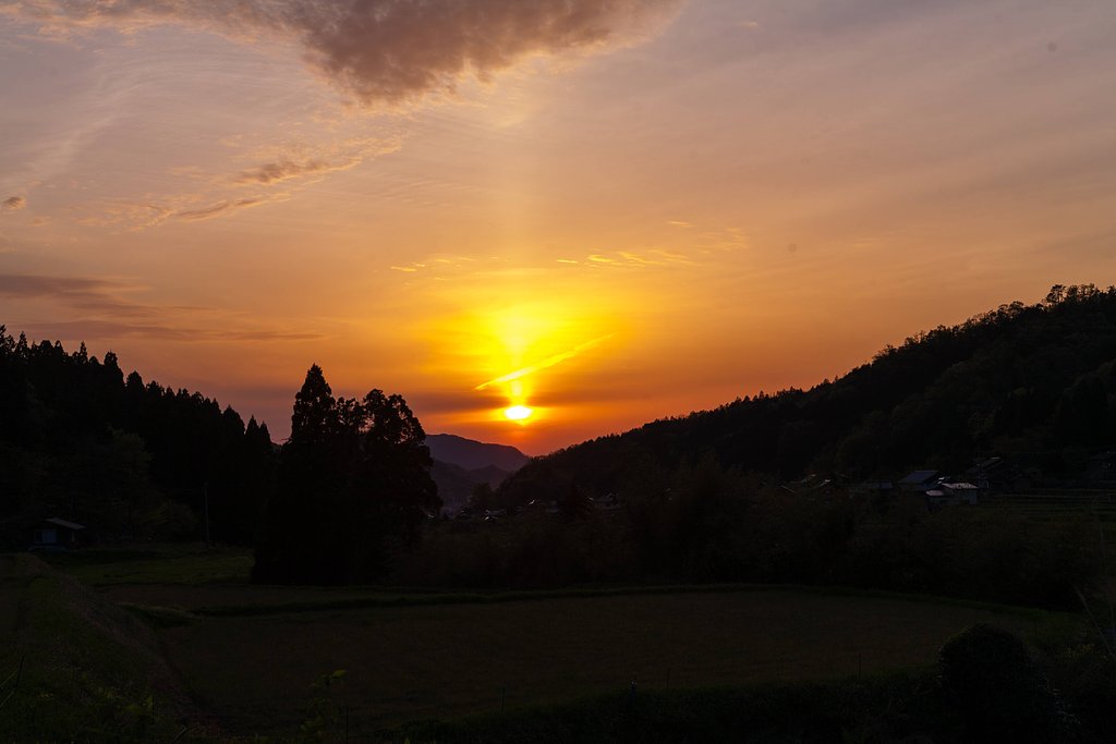 黄金色の夕焼けに。
