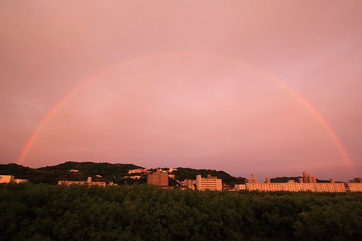 夕暮れの虹