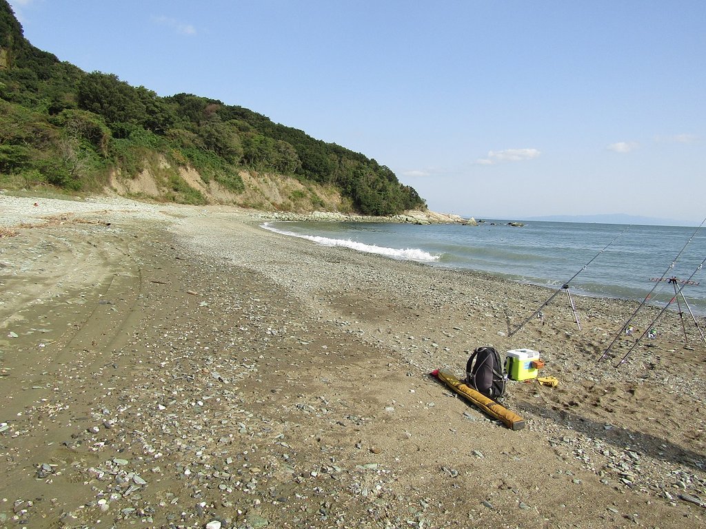 大神子海岸は大きい扇なんです