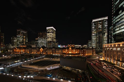 The night view of Tokyo Station