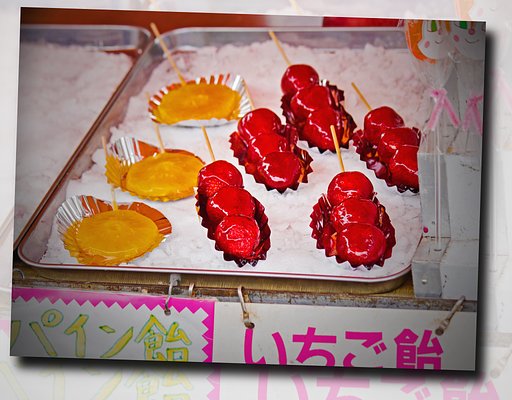 露天【料理】いちご飴＆パイン