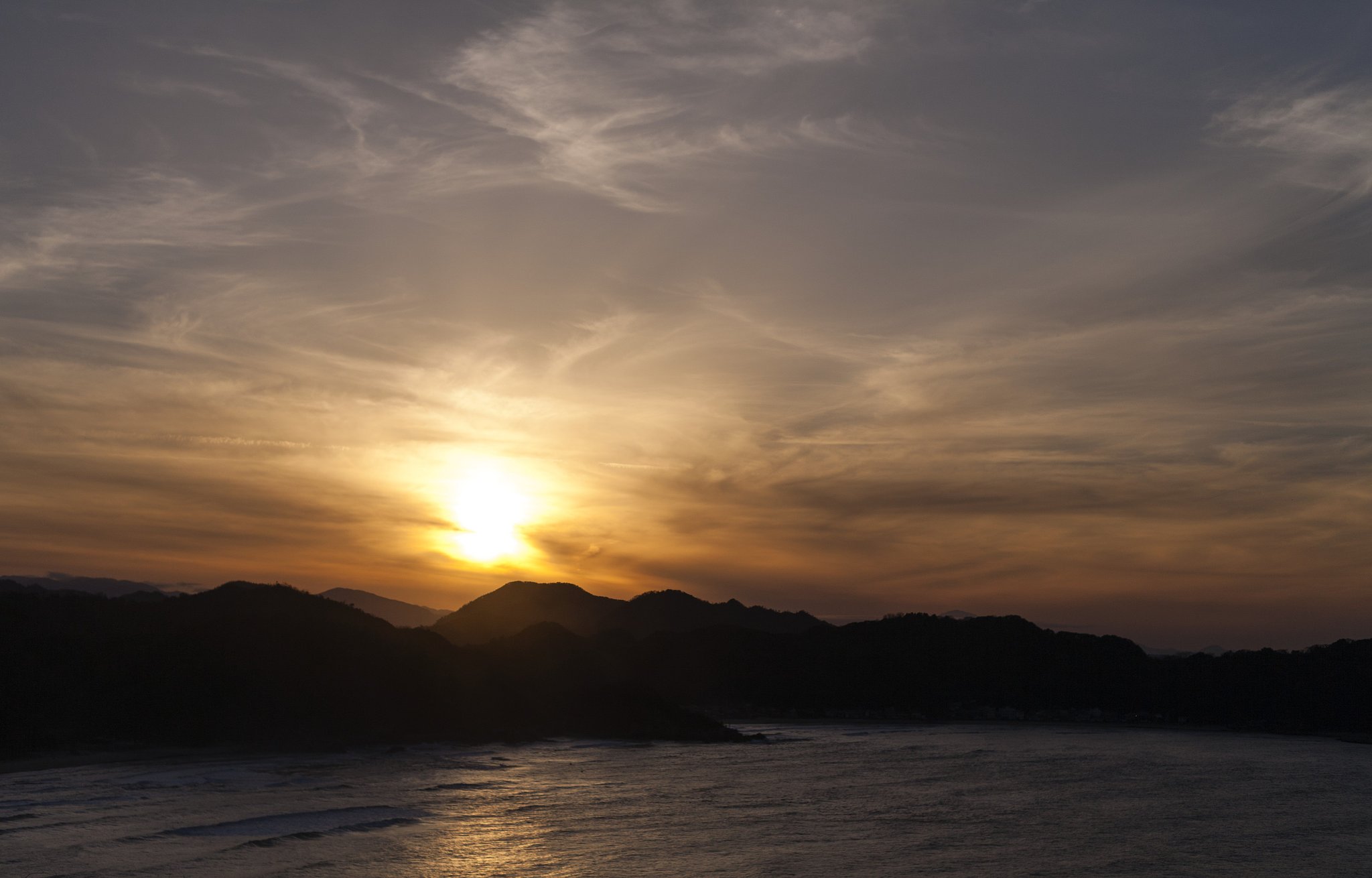 雲の多い夕焼けが！