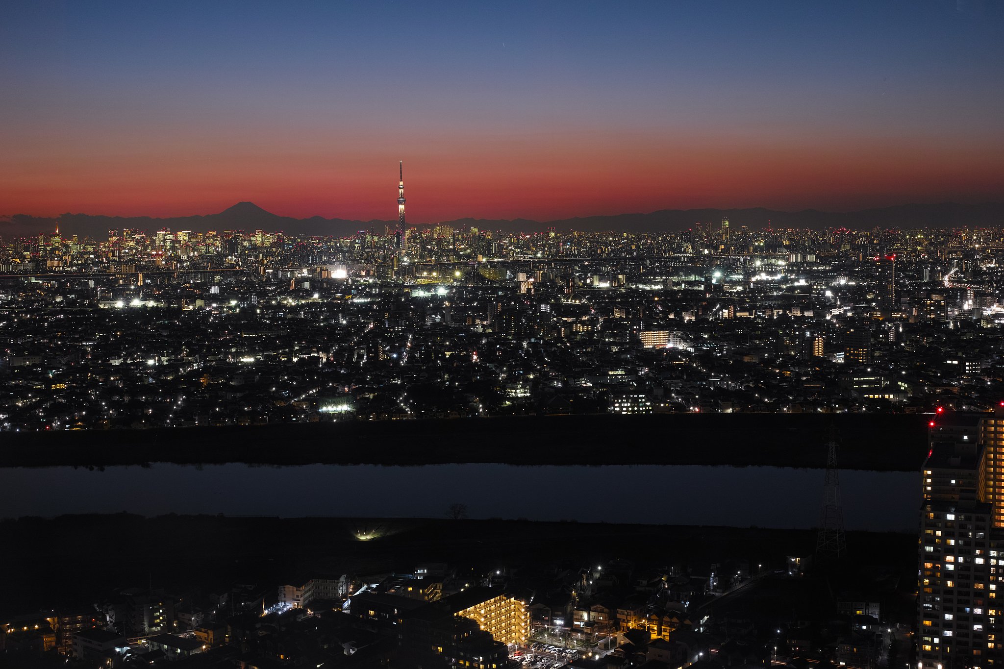夕景と夜景の間
