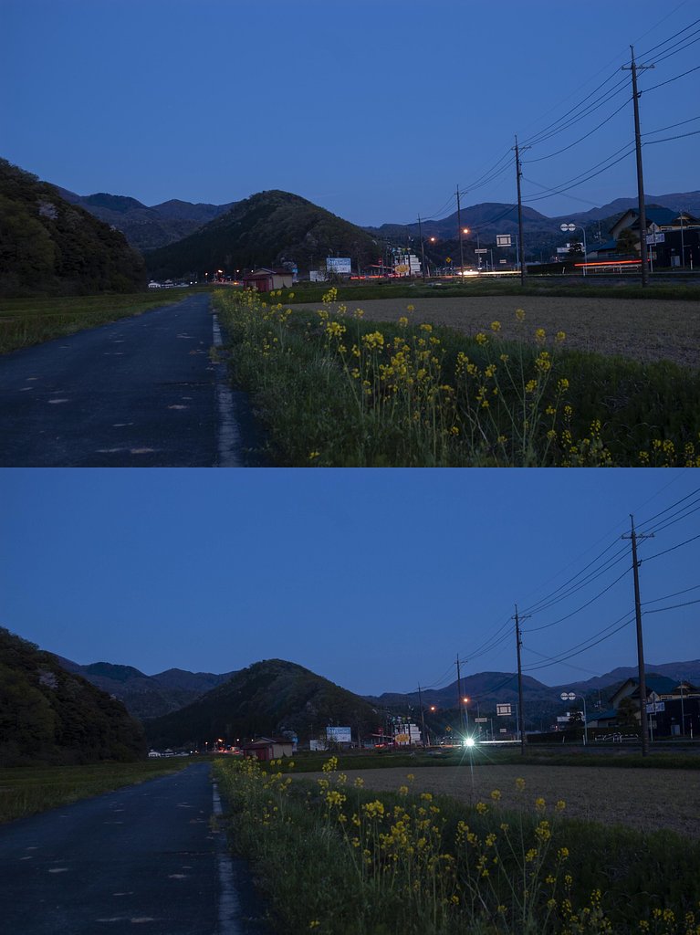 農道と国道の明かり！