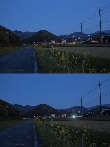 農道と国道の明かり！