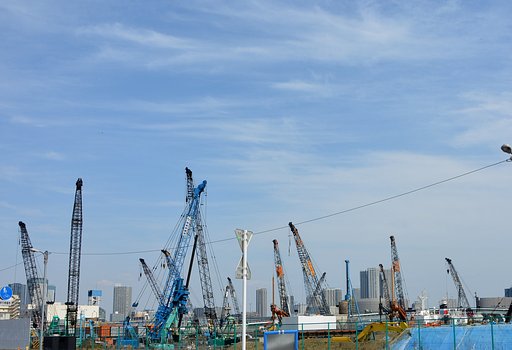 東京オリンピック選手村の工事現場風景
