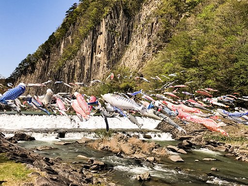 【開放感】材木岩の鯉のぼり