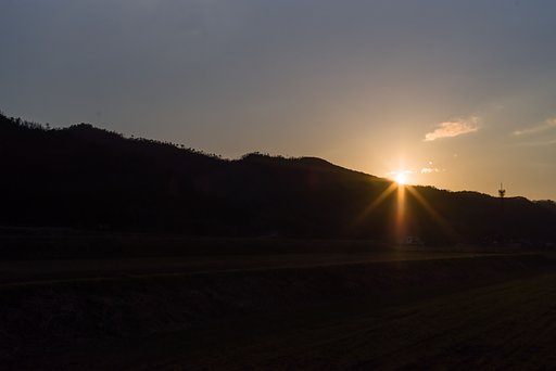 夕日の光芒。