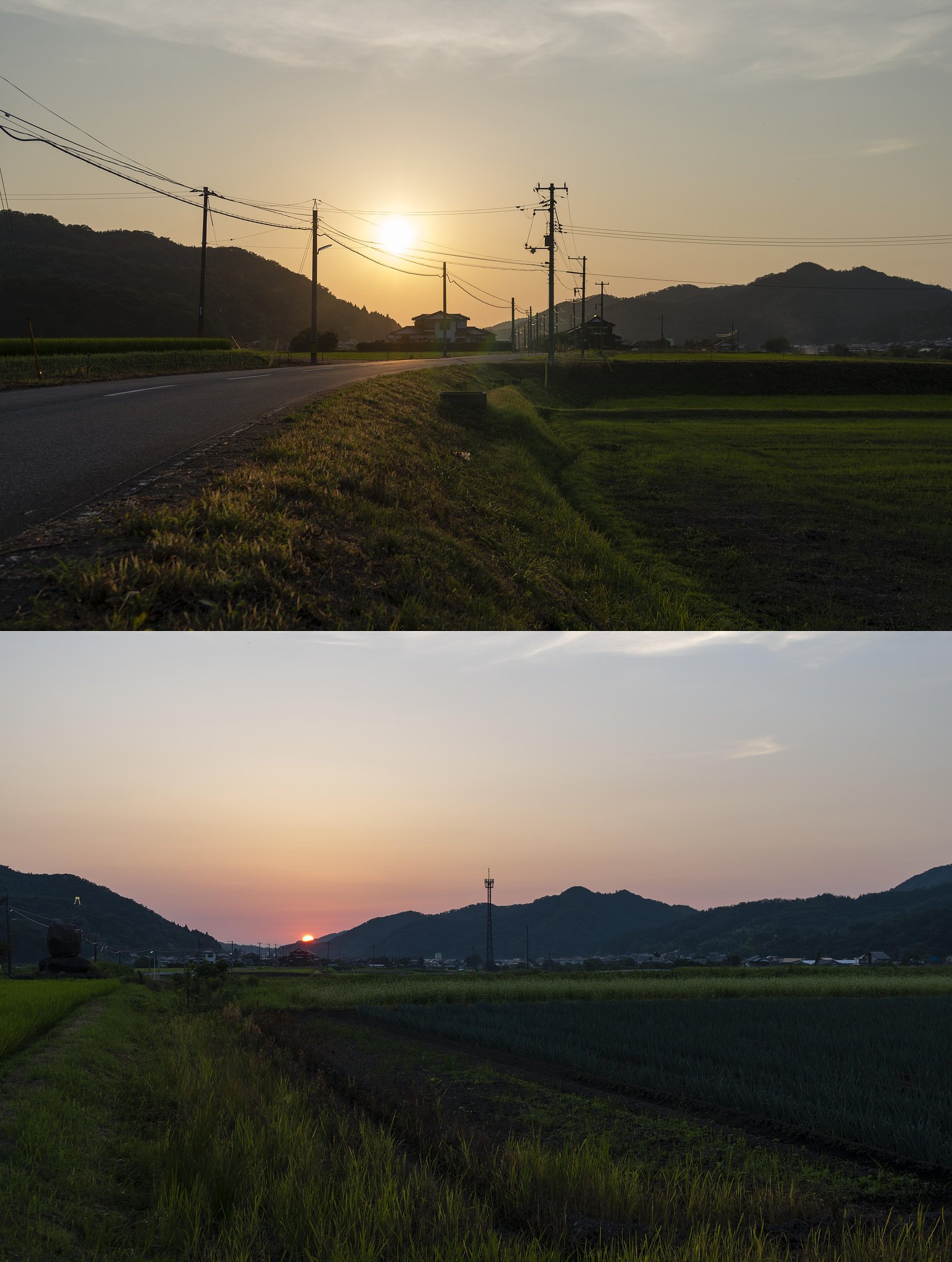 夕焼けと夕日の入り