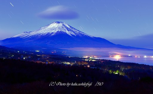 夜空／降る星に笠かぶり