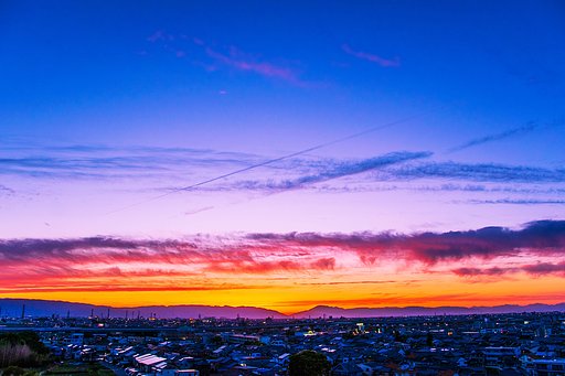 【花・空のある風景】今日の夕日②