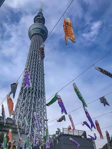 【花・空のある写真】スカイツリーとこいのぼり