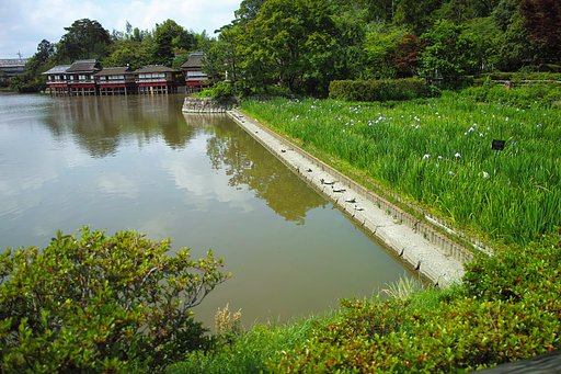 長岡天満宮の池の畔です。