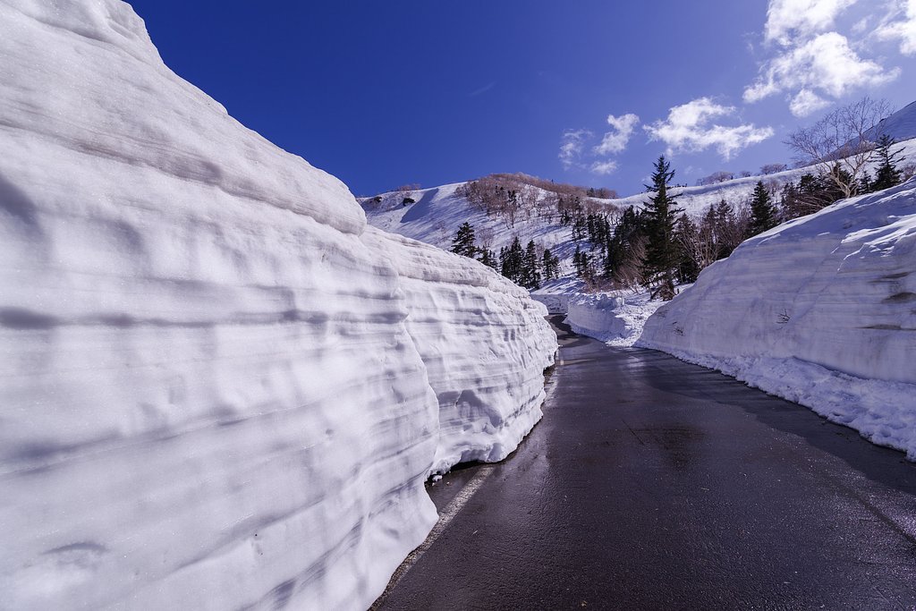 春山の残雪壁