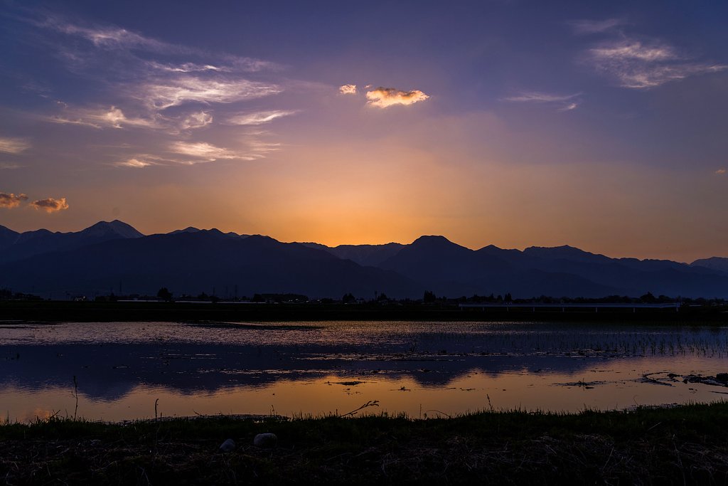 安曇野の夕暮れ