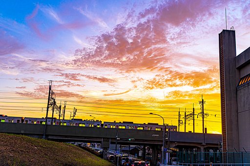 【だいだい】地下鉄　夕陽を見る