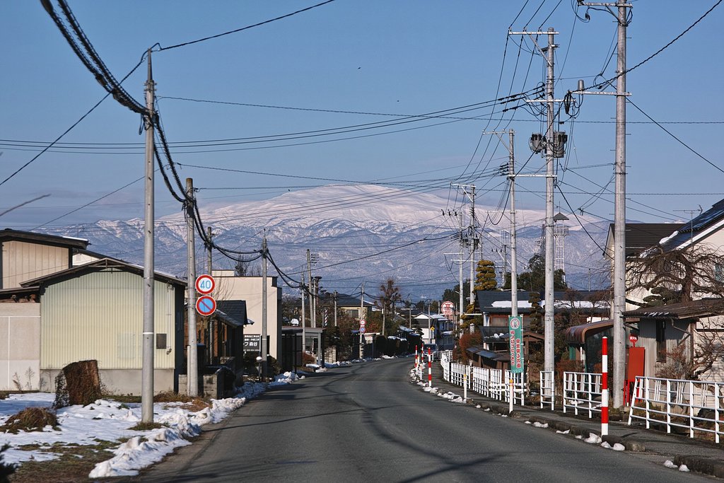 天童市郊外の道路