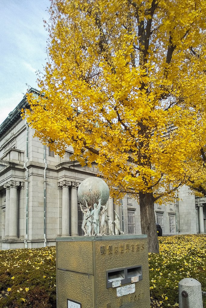 【年末に】日銀前大イチョウ景