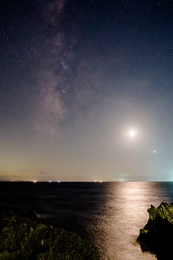 月と金星と天の川