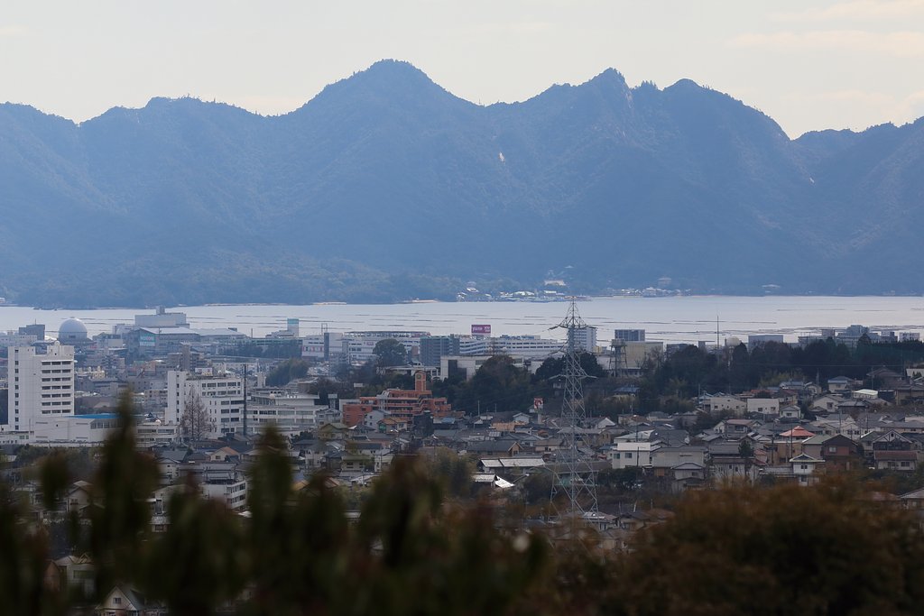広島植物公園から見た厳島神社周辺