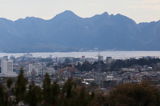 広島植物公園から見た厳島神社周辺