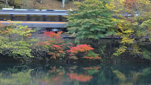 ダム湖の紅葉