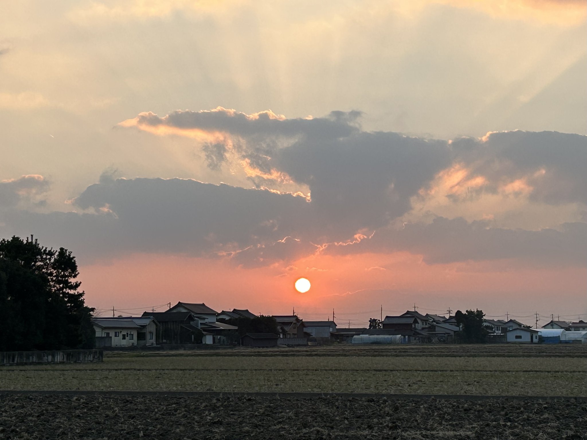 年末の夕日