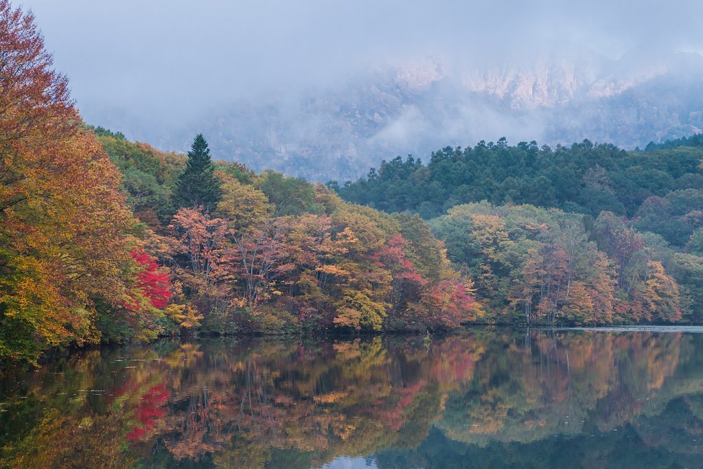 霧中のモルゲンロート＿紅葉を添えてⅡ
