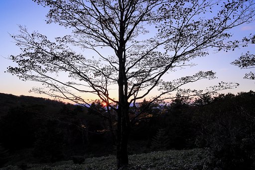 山頂の落陽