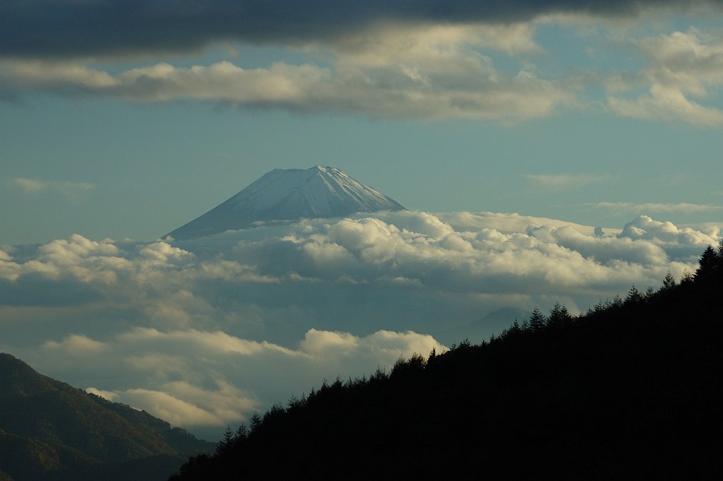 頭を雲の上に出し