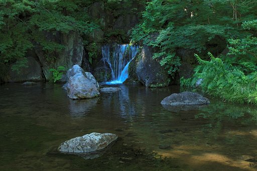 木漏れ日の滝