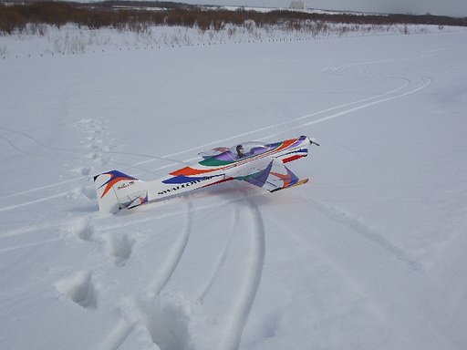 雪の上を走るラジコン・・