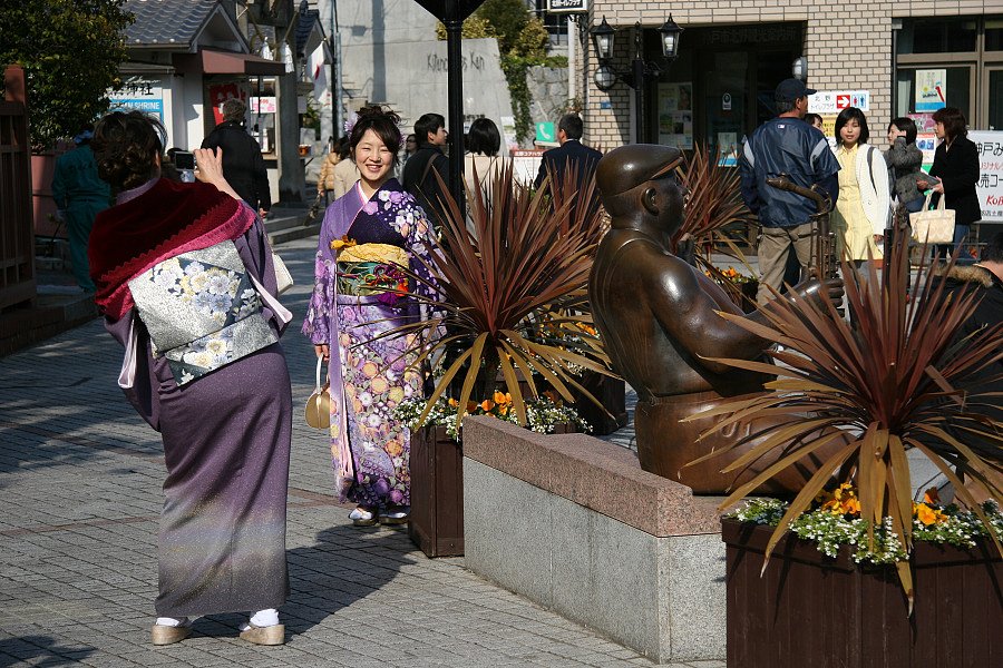 【花】と着物と記念写真