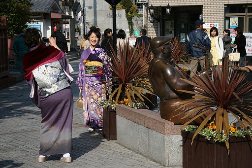 【花】と着物と記念写真