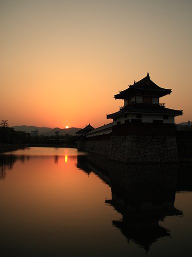 夕日とお堀