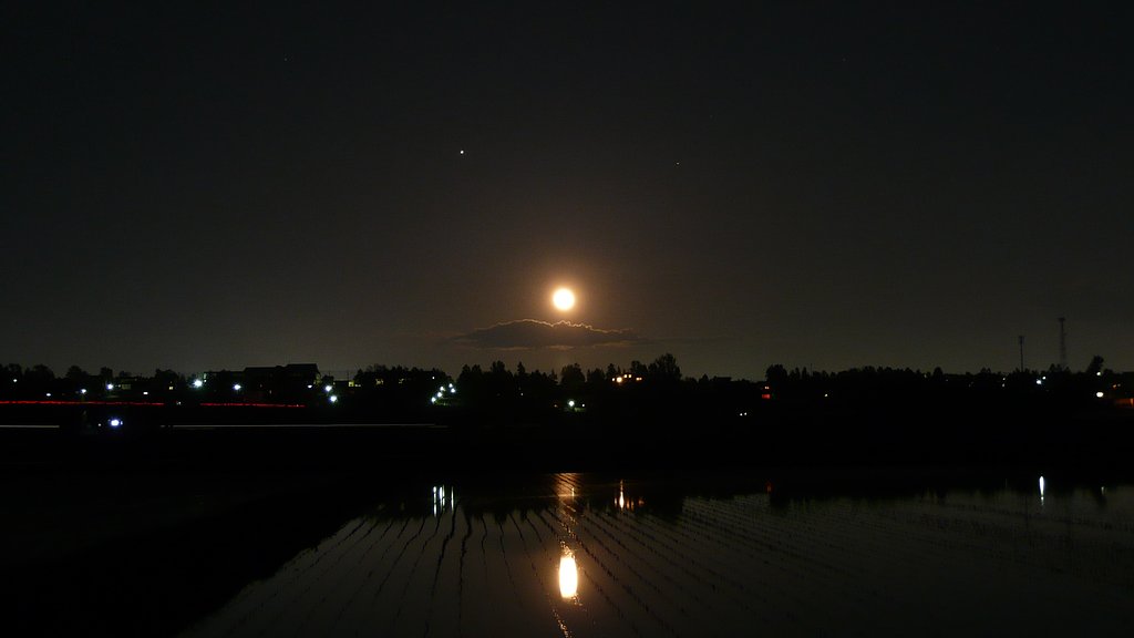 水田と月そして木星・・・