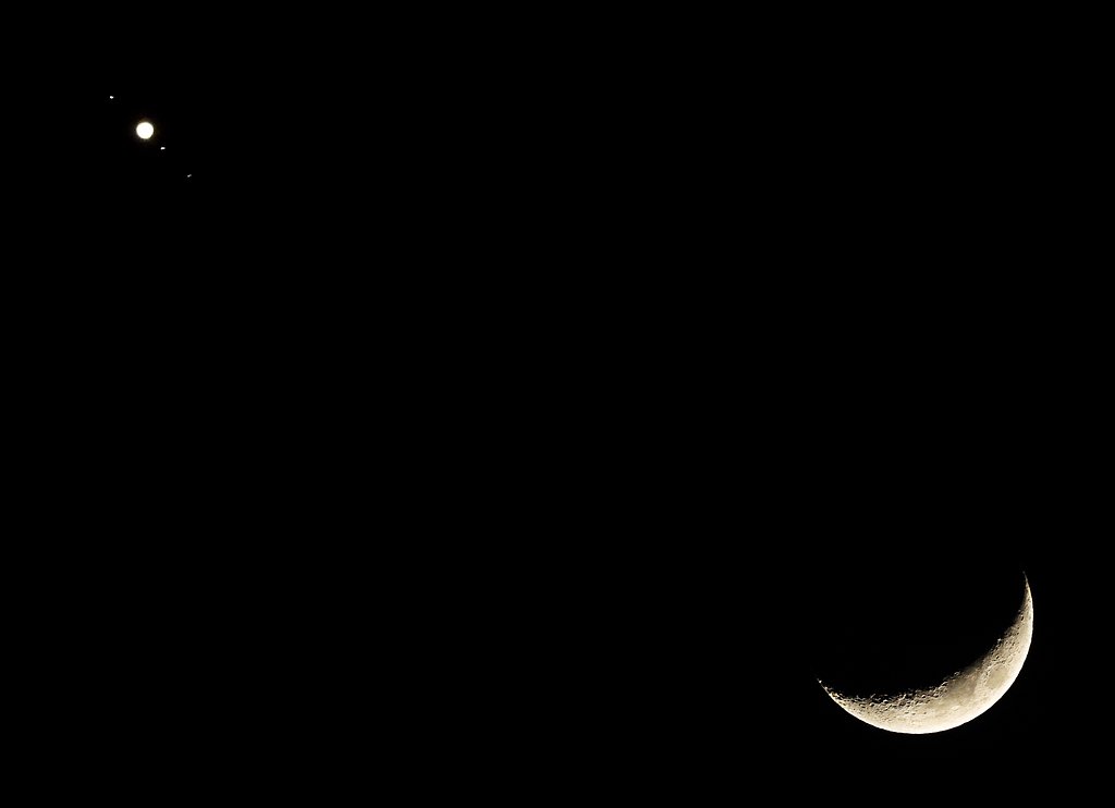 月と木星と衛星群