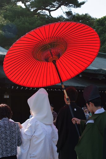 赤い傘と白無垢
