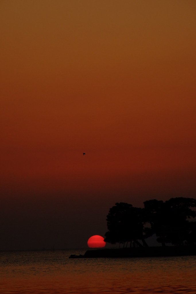 神在の里に沈む夕日