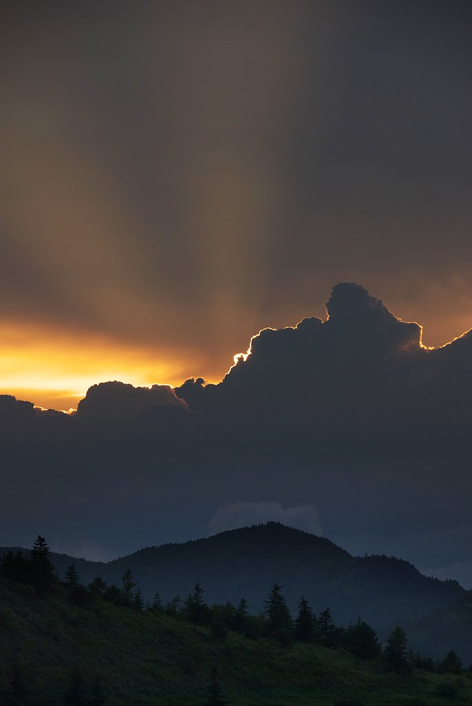逢ノ峯から夕日