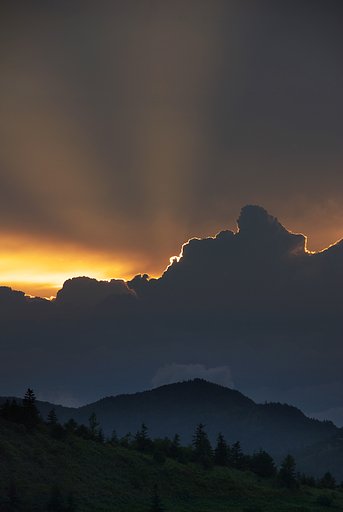 逢ノ峯から夕日