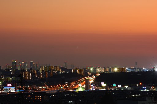 街の夕焼け