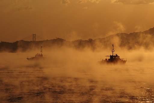 朝日を浴びて