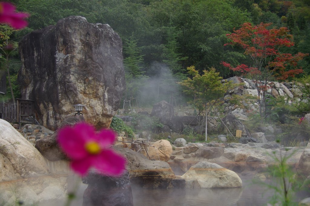 巨大岩と大露天風呂