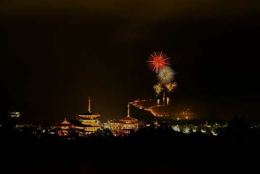 2008 若草山山焼き（多重露光）