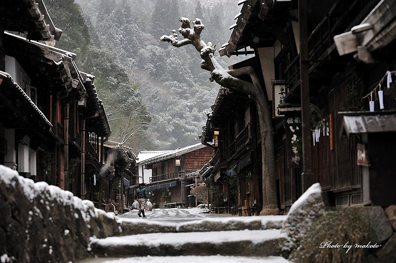 妻籠雪景色