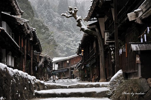 妻籠雪景色