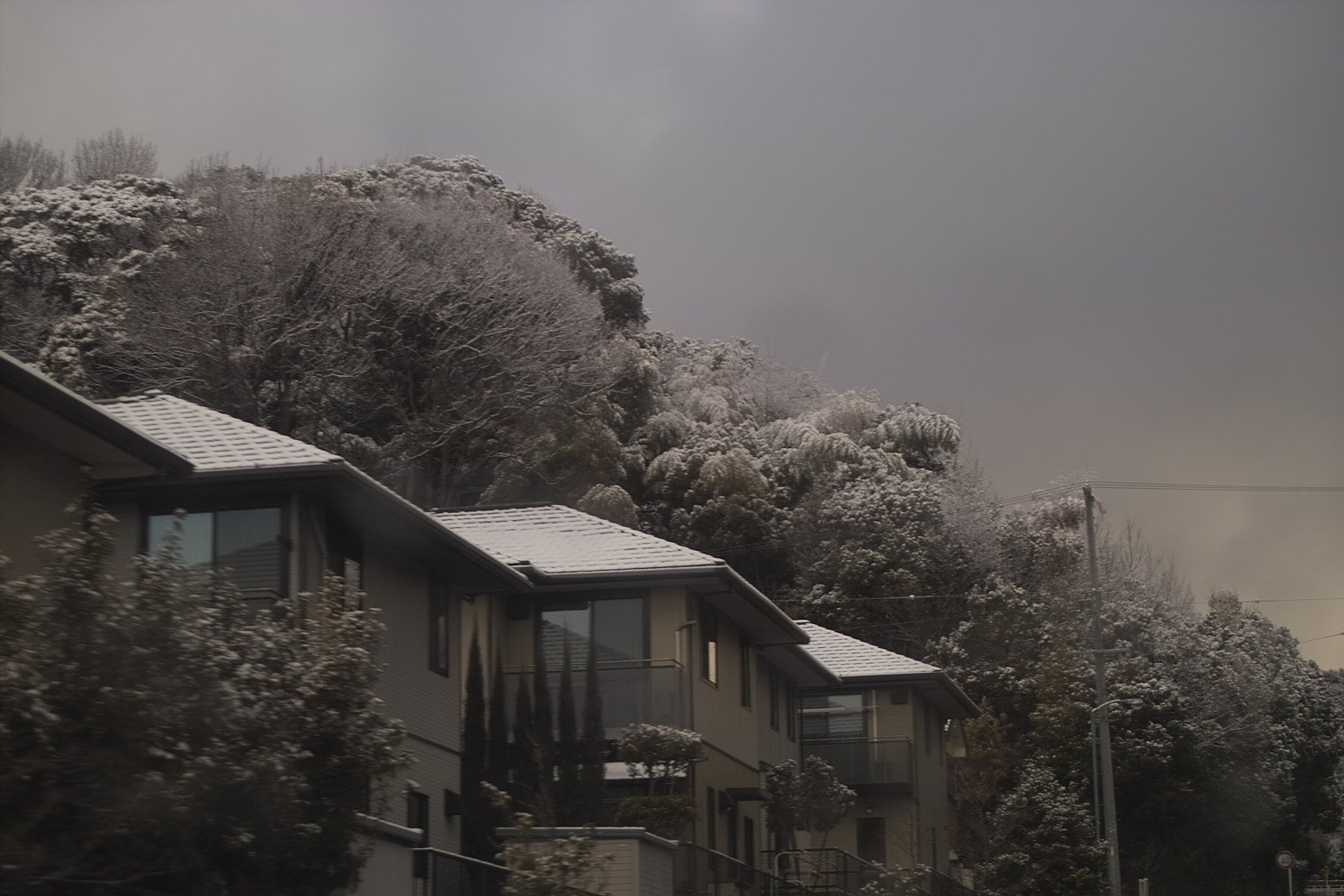 山沿いは雪