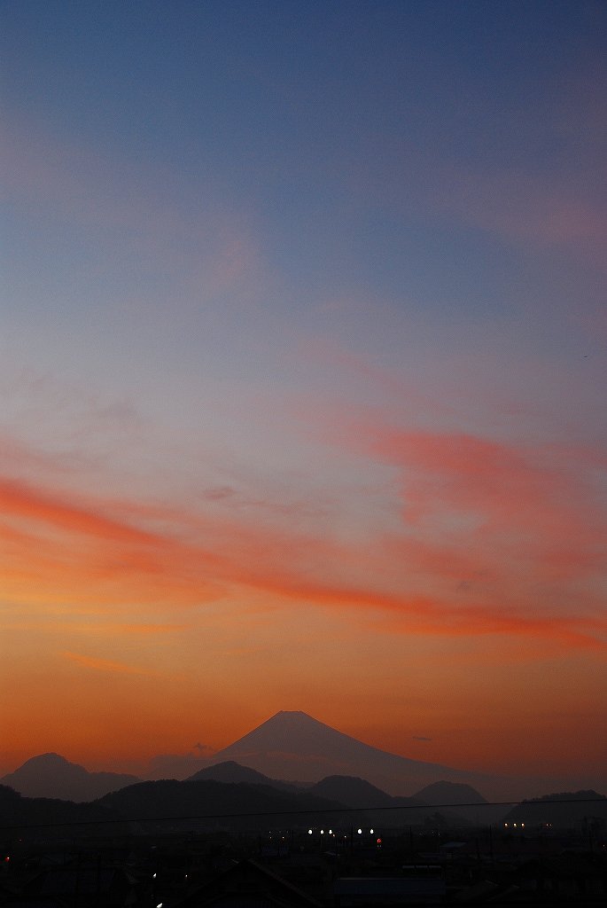 夕景　富士山