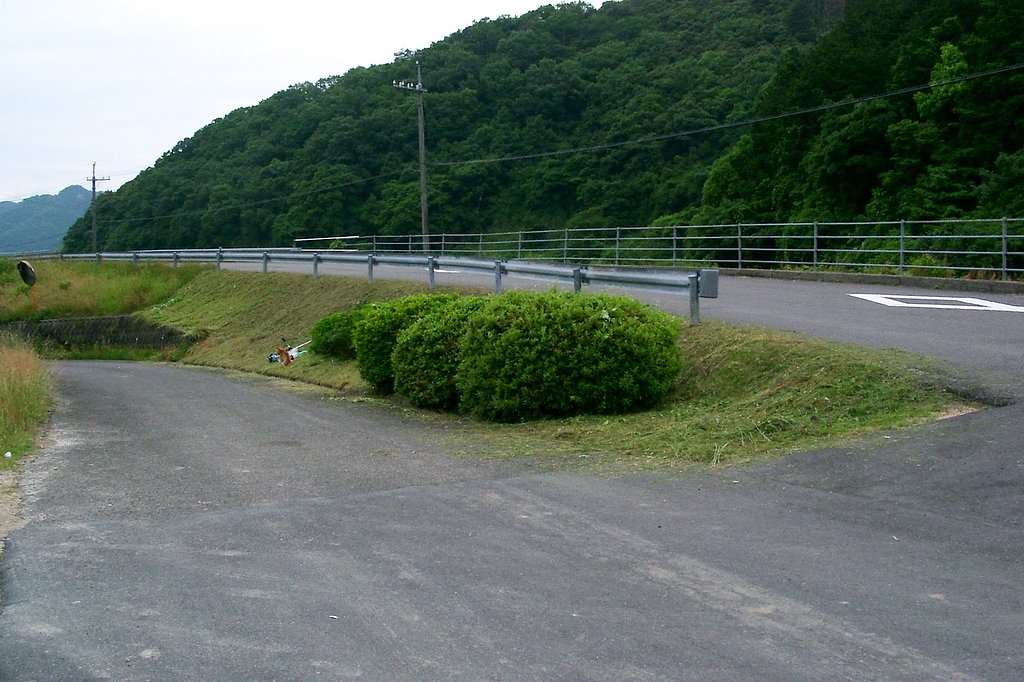 国道９号から村の入口付近草刈